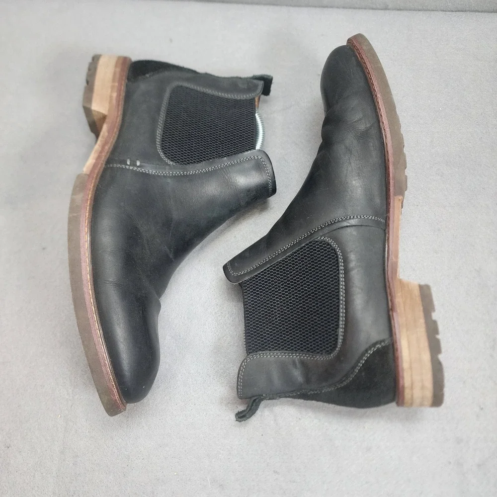 Florsheim Chelsea Boots Black Leather Suede Lug Sole Mens 8M 11964-010
